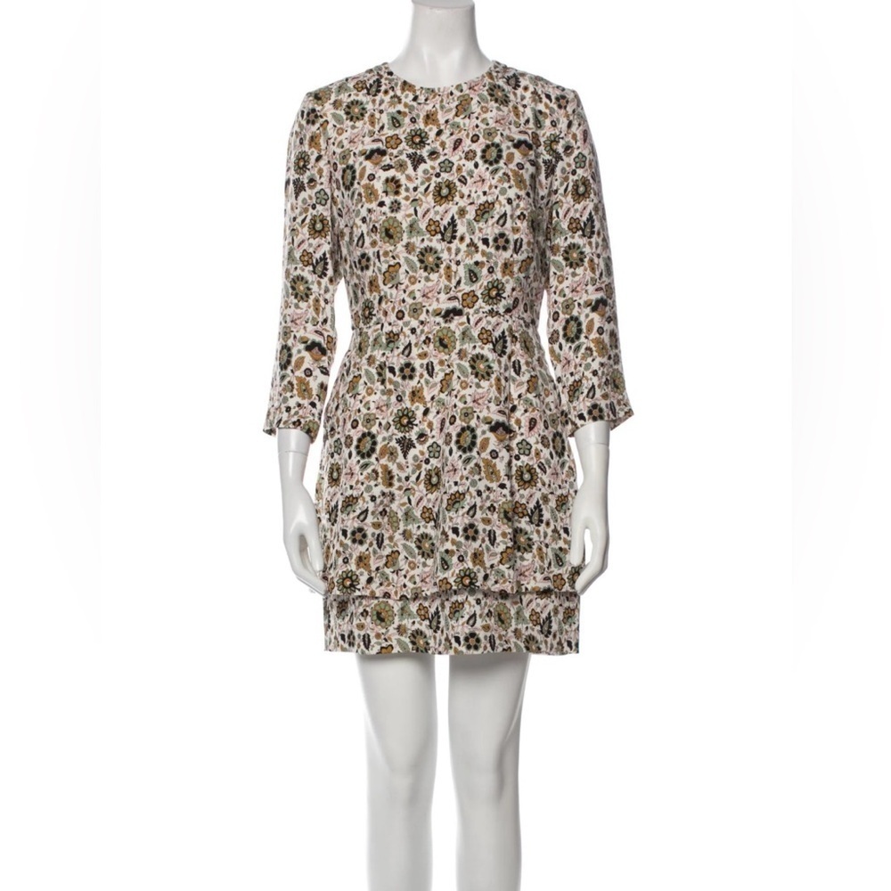 A.L.C. Floral Mini Dress in Ivory, Olive & Black